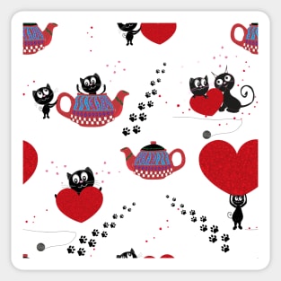 Teapot with black cats Sticker
